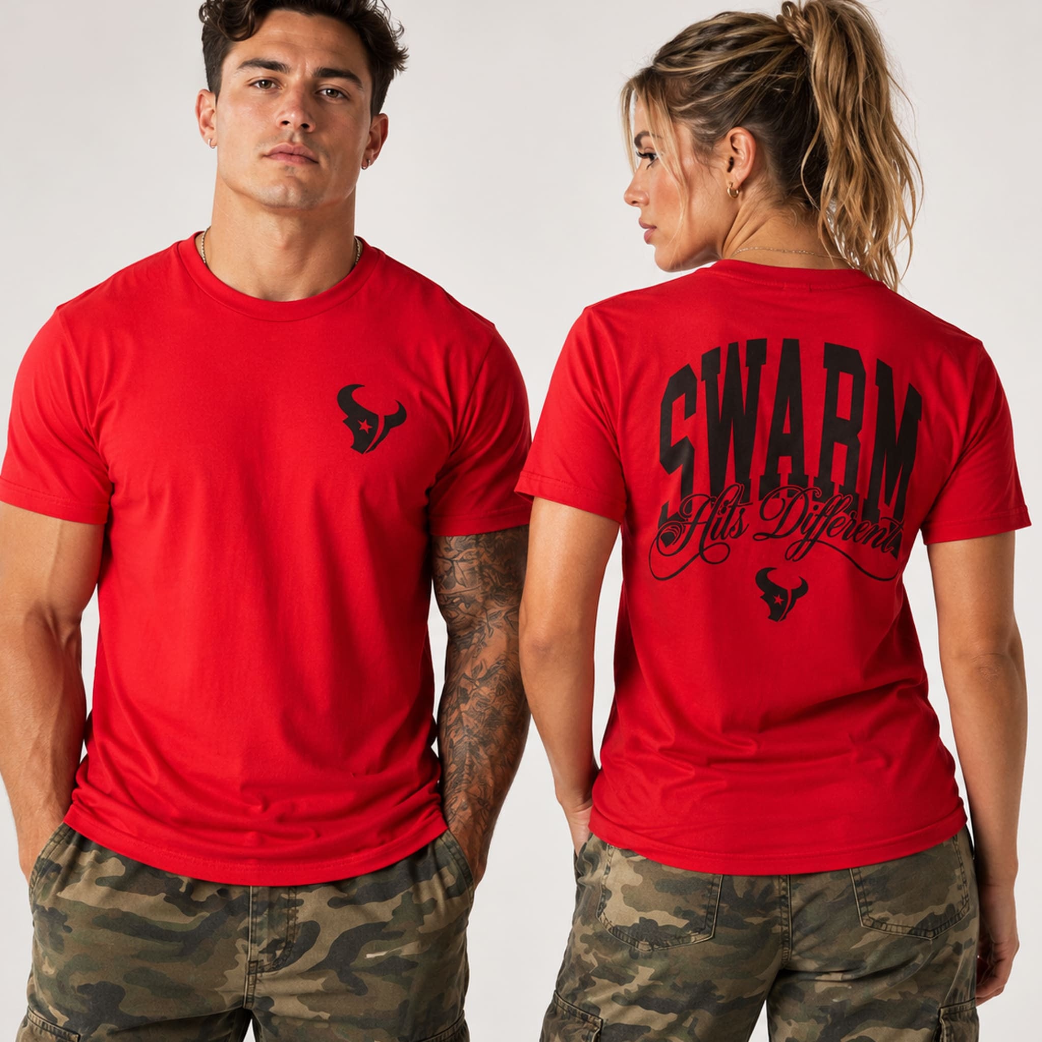 Texans Training Camp 2026 Swarm Shirt Red Houston Texans Merch Baseball Enthusiast Gifts - Merchluma