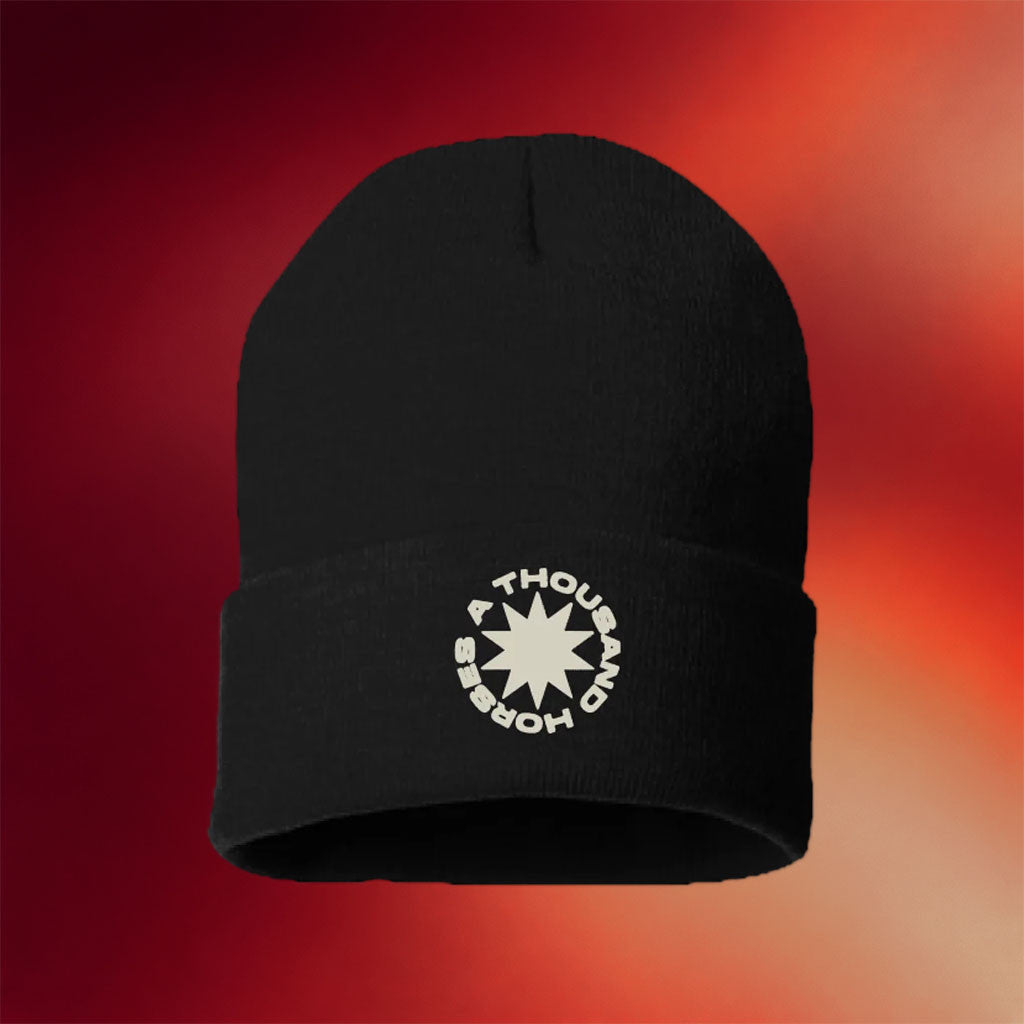 A Thousand Horses Merch ATH Burst Logo Black Beanie Embroidered A Thousand Horses Hat Gifts - Merchluma