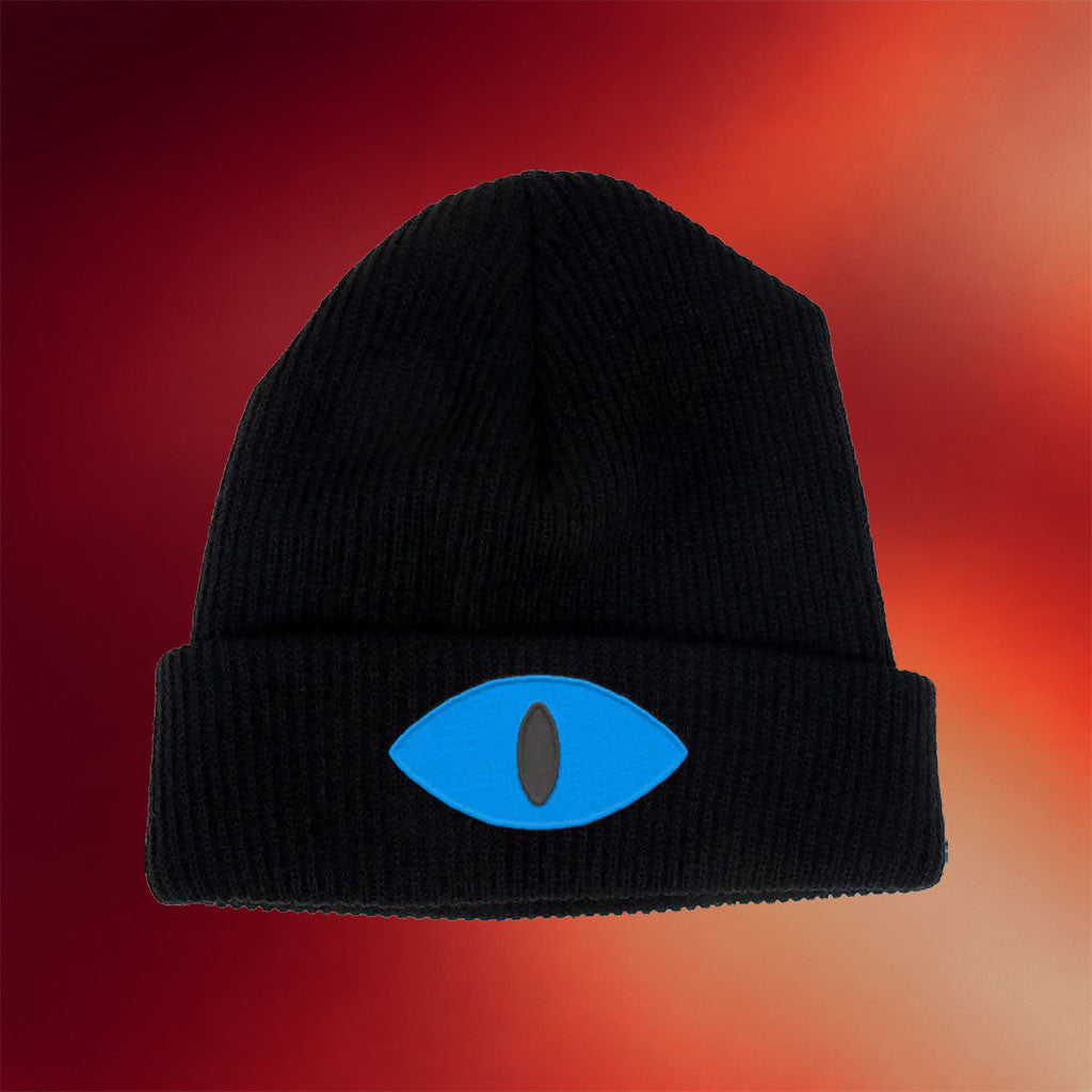 Cult Of The Lamb Merch Cult Of The Lamb Blue Embroidered Eye Beanie Hat Birthday Gifts For Son - Merchluma