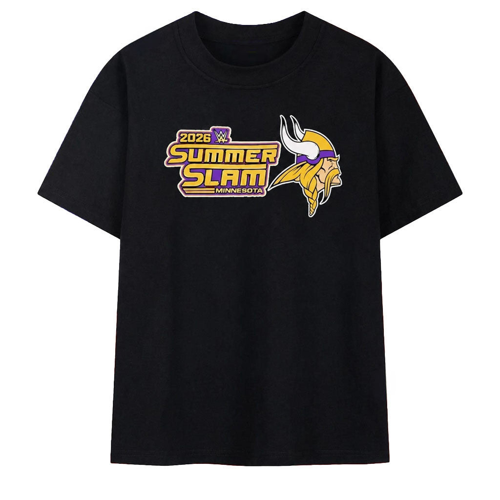 Minnesota Vikings WWE 2026 SummerSlam T-Shirt Minnesota Vikings Merch Gift For Brothers - Merchluma