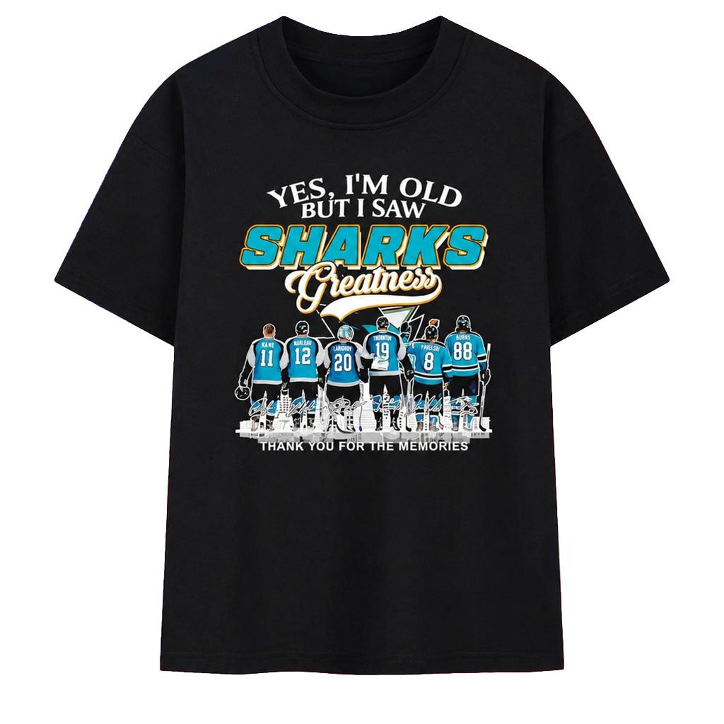 San Jose Sharks Merch Greatness Nolan Marleau Nabokov Thornton Pavelski Burns Signature Shirt - Merchluma