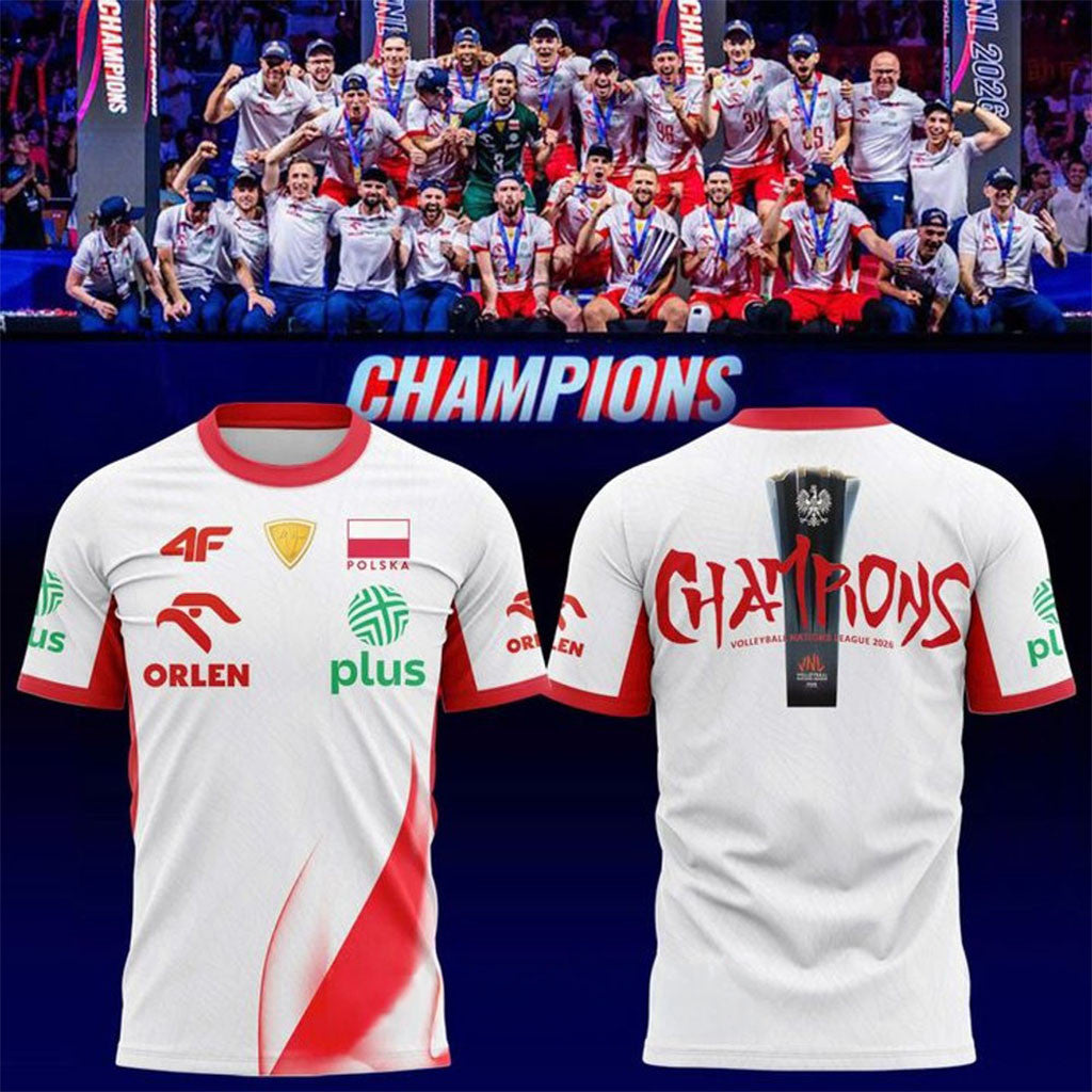 Polska Mistrzowie VNL 2026 Koszulka Meska Volleyball Nations League Champions Shirt Fan Merch - Merchluma