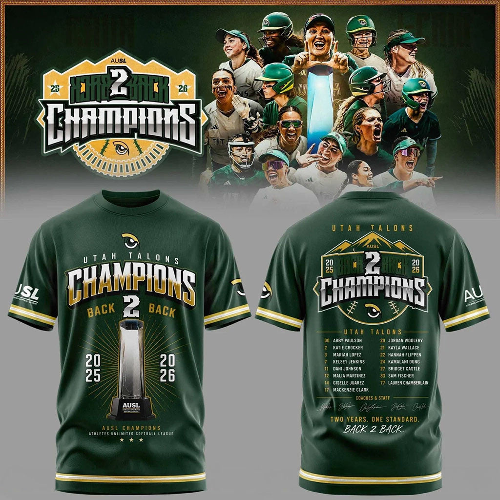 Utah Talons Back To Back 2026 Champions Rosters T-Shirt Utah Talons Merch Gift For Softball Fan - Merchluma