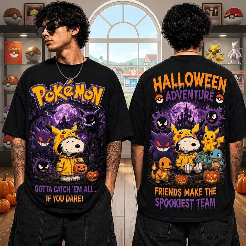 Snoopy x Pokemon Spooky 2026 Halloween T-Shirt Cute Snoopy Shirts Gifts For Halloween - Merchluma