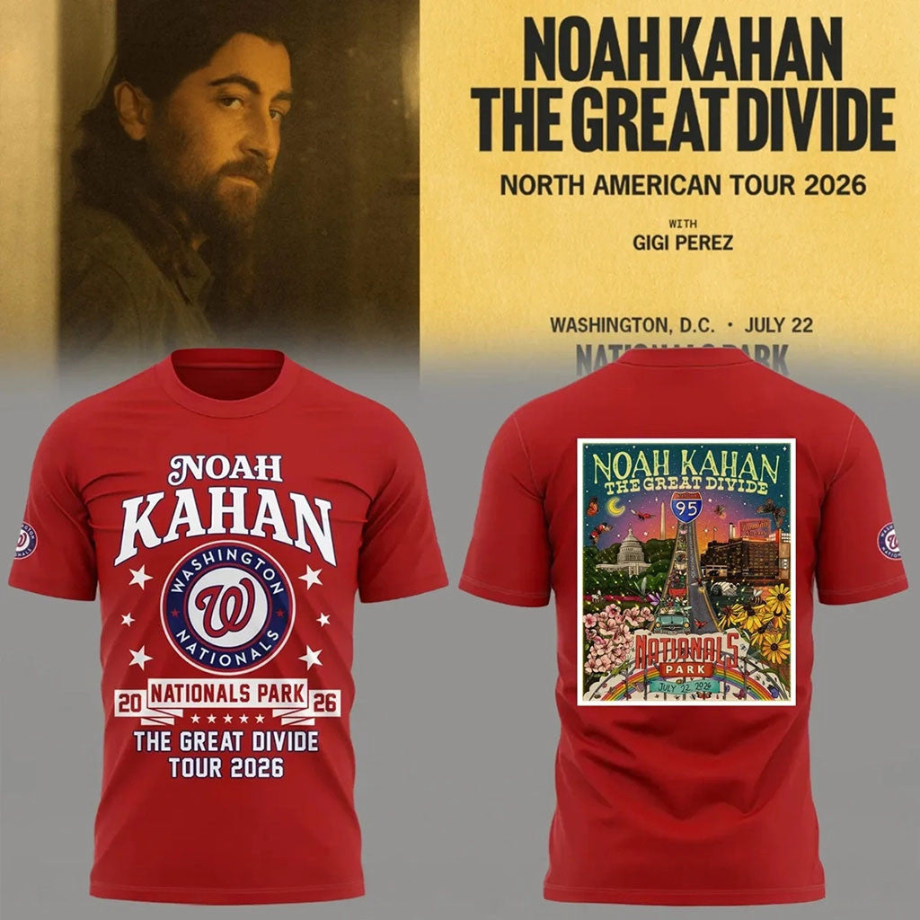 Noah Kahan x Washington Nationals The Great Divide Tour 2026 T-Shirt Noah Kahan Merch Fan Gifts - Merchluma