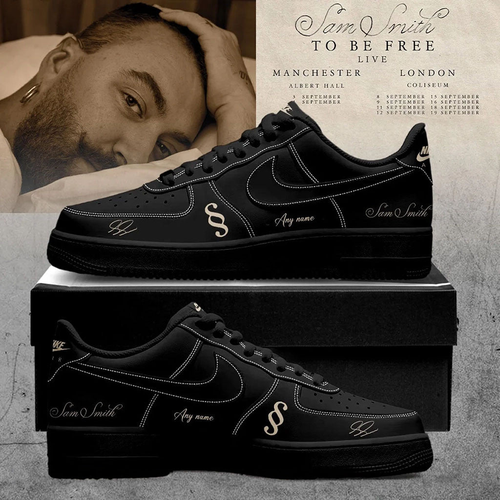 Customized SAM SMITH To Be Free Live Shoes Black Sam Smith Merch Gifts For Music Lovers - Merchluma