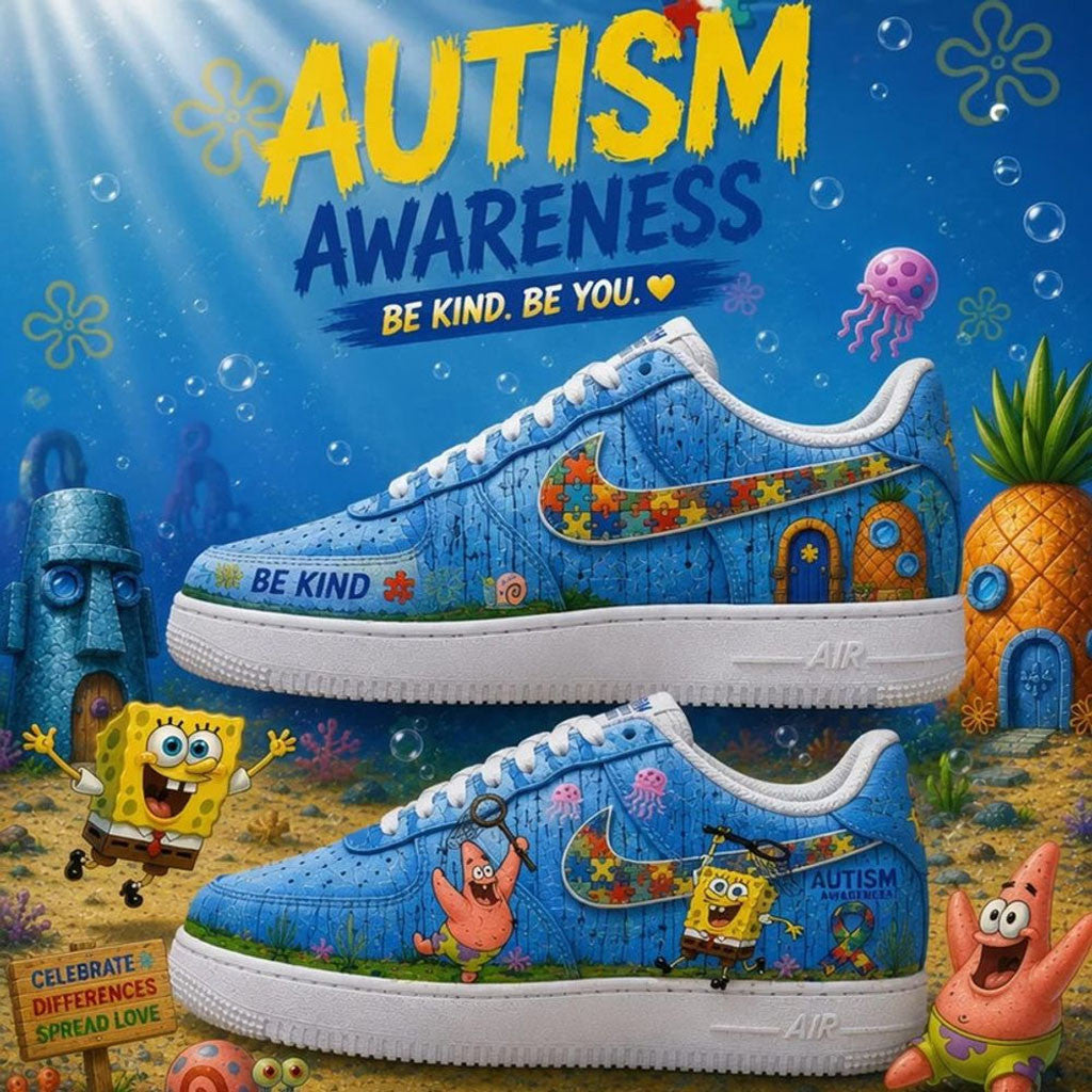 SpongeBob SquarePants Autism Awareness Be Kind Be You Sneakers SpongeBob SquarePants Merch - Merchluma