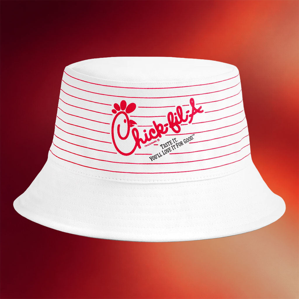 Chick Fil A Merch 2026 Retro Chick-fil-A Striped Bucket Hat Gifts Ideas For Friends - Merchluma