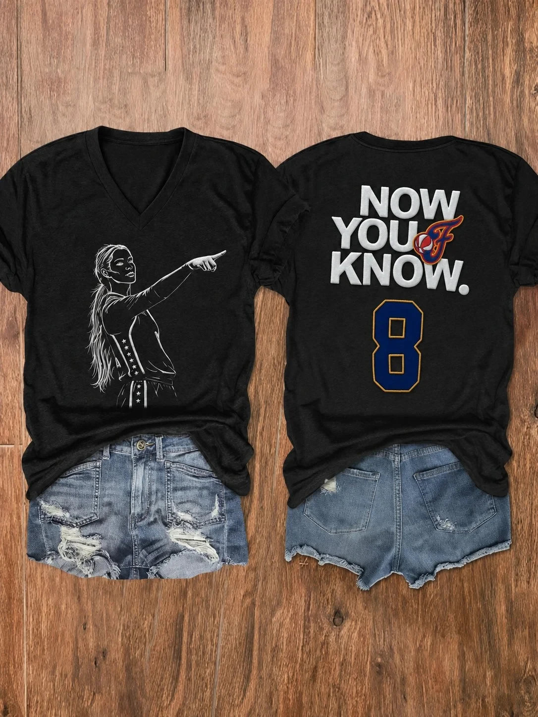 Indiana Fever Merch Sophie Cunningham Pointing V-Neck Shirt Now You Know Basketball T-Shirt - Merchluma
