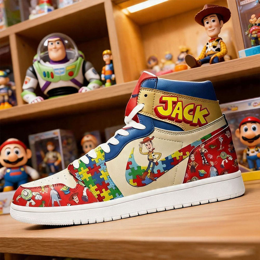 Personalized Toy Story Autism Awareness 2026 Shoes Sneakers Gift For Autistic Son - Merchluma