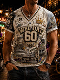 New Orleans Saints Merch 60th Anniversary New Orleans Football V-Neck T-Shirt Fans Gifts - Merchluma