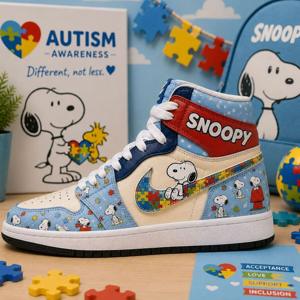 Snoopy Autism Awareness 2026 Sneakers Snoopy Merch Gift Ideas For Husband - Merchluma