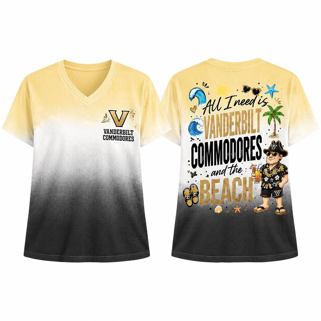 Vanderbilt Commodores 2026 Tropical Beach Vibes V-Neck Shirt Vanderbilt Commodores Merch Gifts - Merchluma