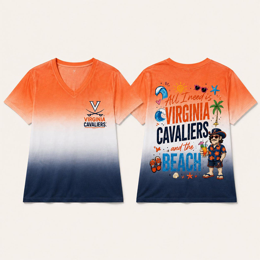 Virginia Cavaliers Tropical Beach Vibes 2026 V-Neck Shirt Virginia Cavaliers Merch Gift For Fan - Merchluma