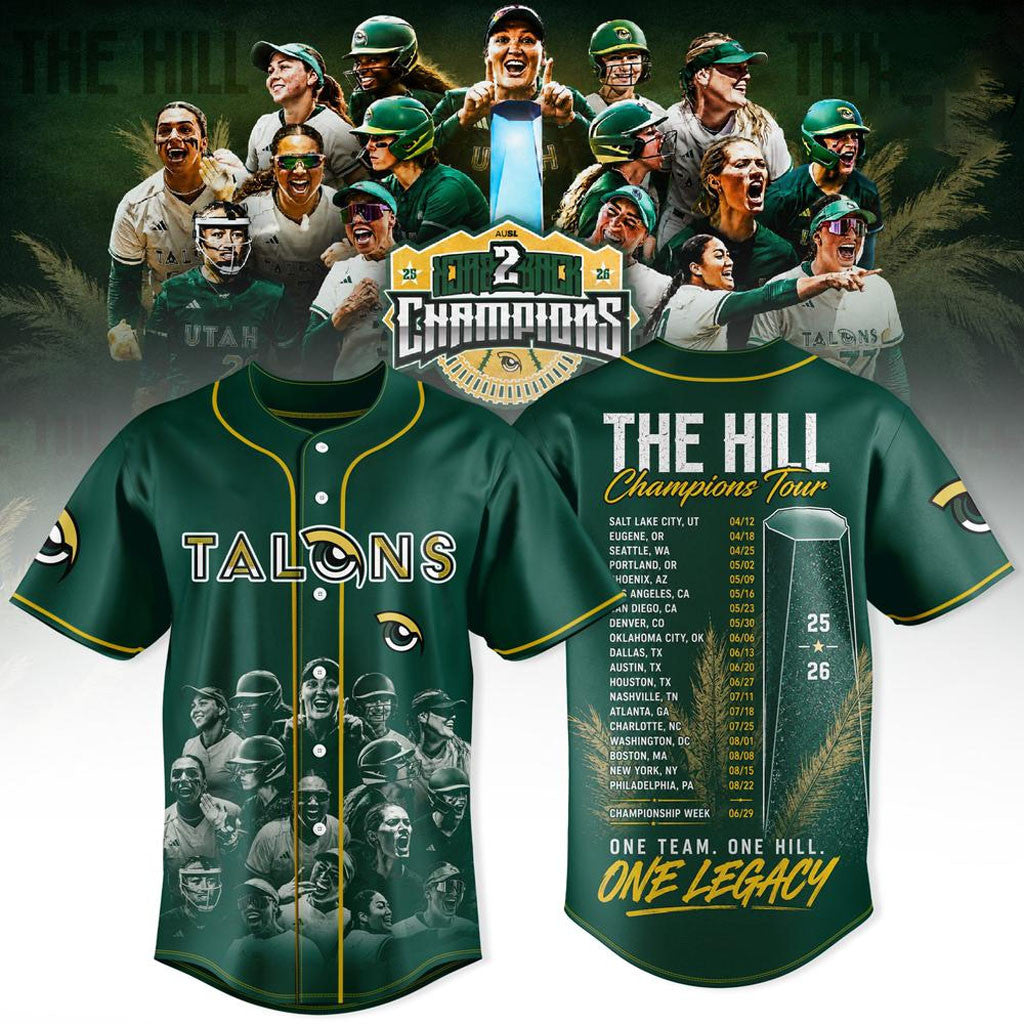 Talons The Hill Back To Back Champions Tour 2026 Baseball Jersey San Antonio Talons Merch - Merchluma