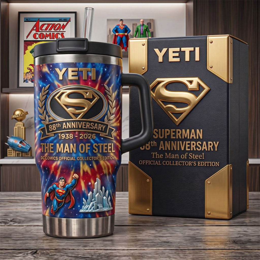 Superman 88th Anniversary Man of Steel Tumbler Superman Merch Gifts For Brother - Merchluma