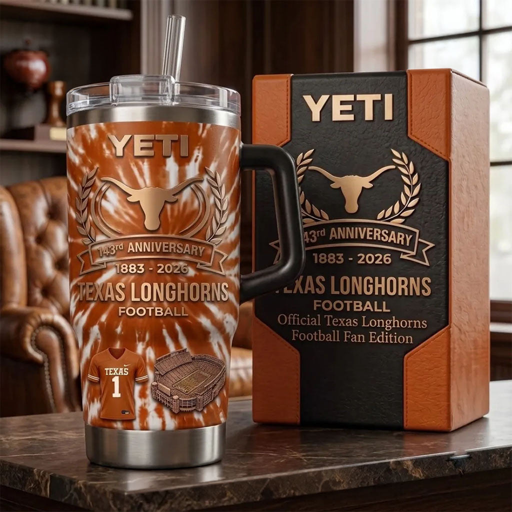 Texas Longhorns 143rd Anniversary Tie-Dye Tumbler Longhorns Merch Football Fan Gift Ideas - Merchluma