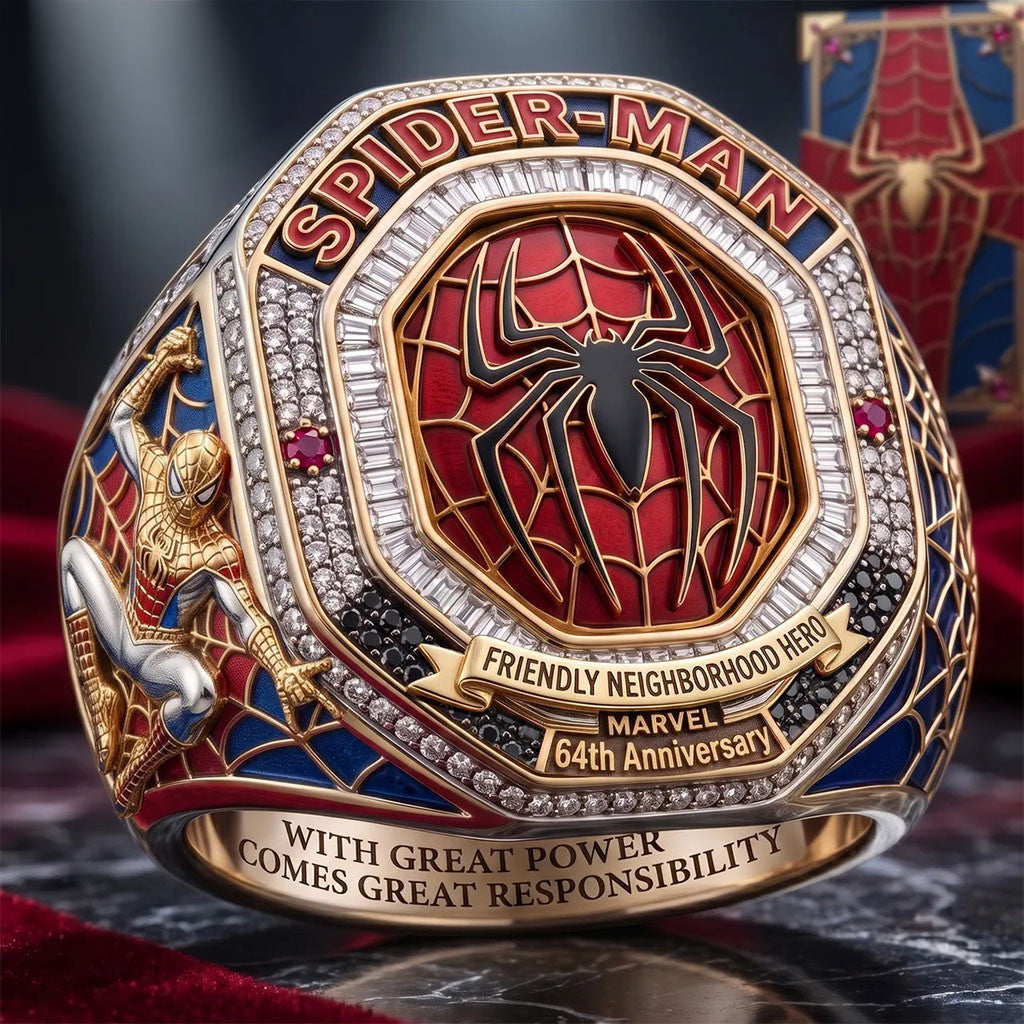 Spider-Man 64th Anniversary Commemorative Ring Spider-Man Merch Gifts For Husband - Merchluma