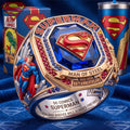 Superman 88th Anniversary Man of Steel Round Engraved Ring Superman Merch Gifts For Son - Merchluma