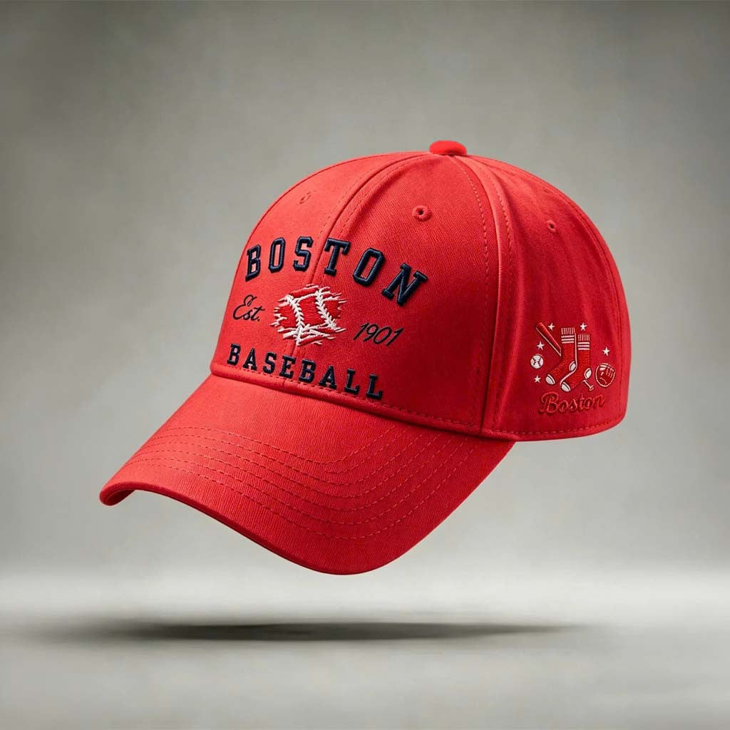 Boston Red Sox Merch Boston Est 1901 Baseball Hat Embroidered Baseball Enthusiast Gifts - Merchluma