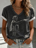 Sophie Cunningham Pointing V-Neck Shirt #8 Indiana Fever Merch Game Day Apparel Women - Merchluma