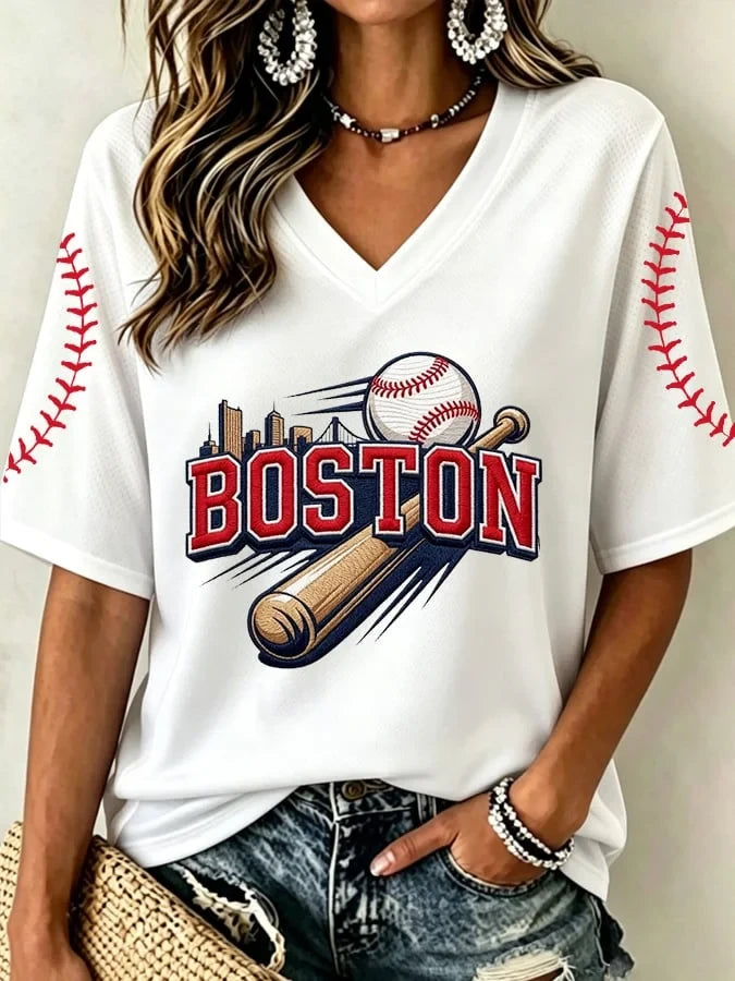 Boston Red Sox Merch Boston Baseball V-Neck Jersey Unique Gifts For Baseball Fans - Merchluma