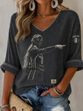 Sophie Cunningham Pointing Long Sleeve V-Neck Shirt #8 Indiana Fever Merch Game Day Gear - Merchluma