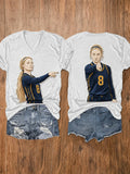 Sophie Cunningham Pointing V-Neck Shirt #8 Caitlin Clark Merch Indiana Fever Basketball Fan Gift - Merchluma