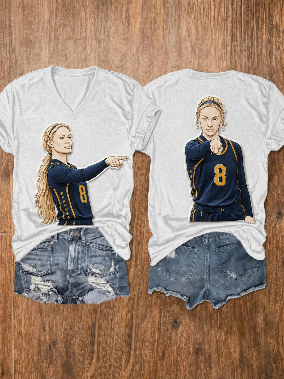 Sophie Cunningham Pointing V-Neck Shirt #8 Caitlin Clark Merch Indiana Fever Basketball Fan Gift - Merchluma