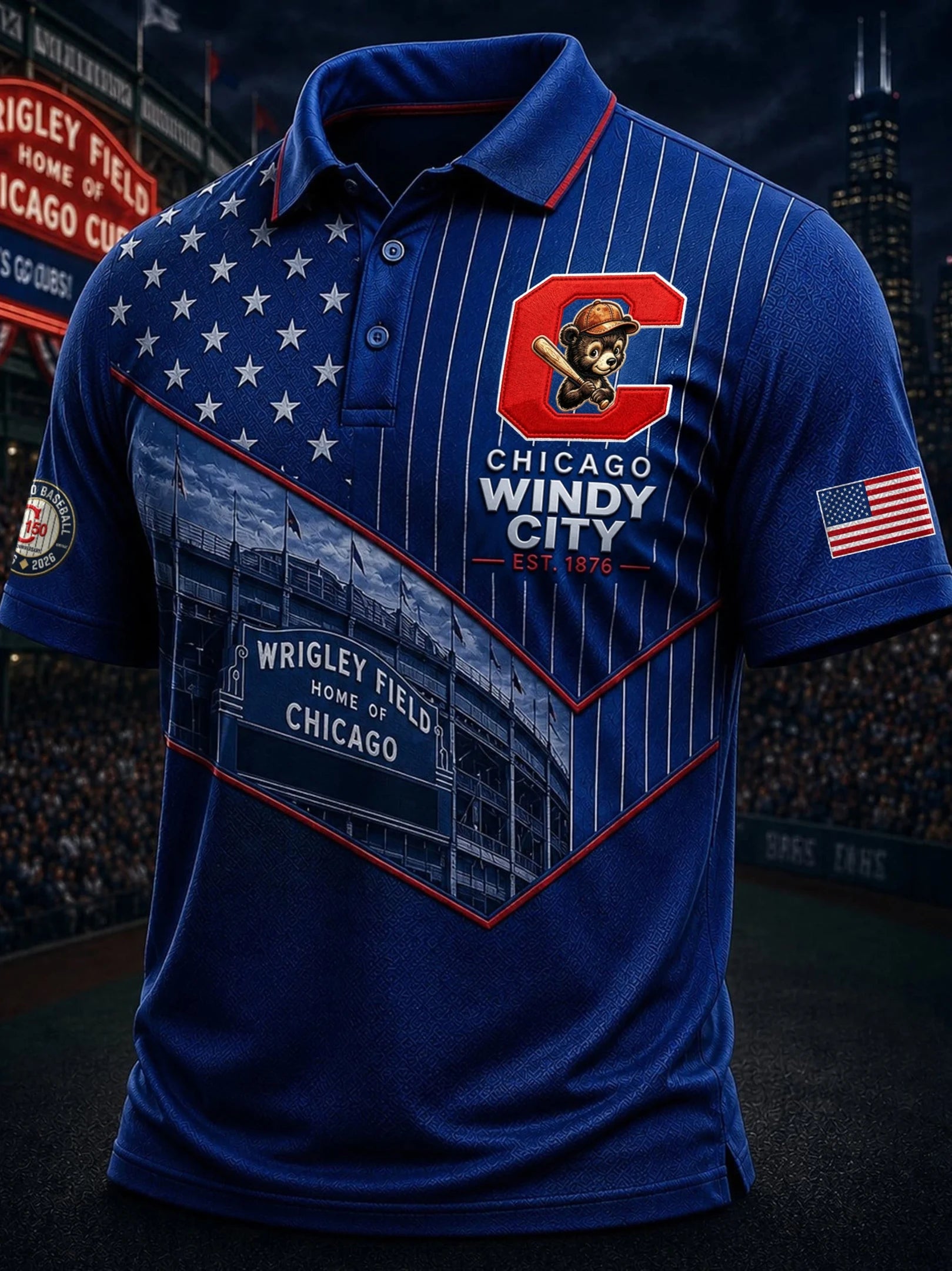 Chicago Cubs Merch Chicago Windy City Est 1876 Polo Shirt Gifts For Baseball Fans - Merchluma