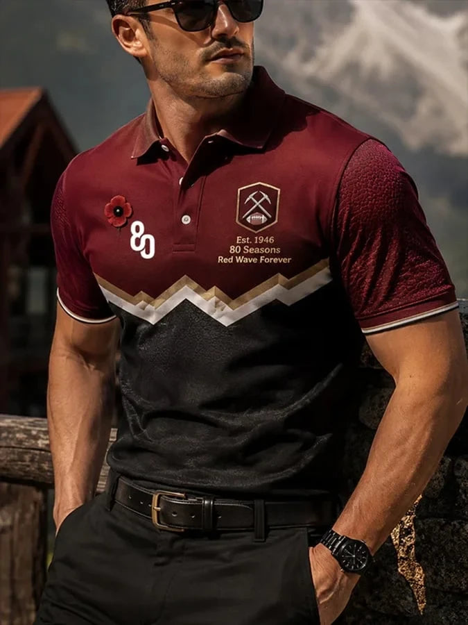 San Francisco 49ers Merch 80 Seasons Red Wave Forever Polo Shirt Football Fan Gear - Merchluma