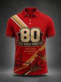 San Francisco 49ers Merch 80 Seasons Red Wave Forever Polo Shirt San Francisco Football Gear - Merchluma