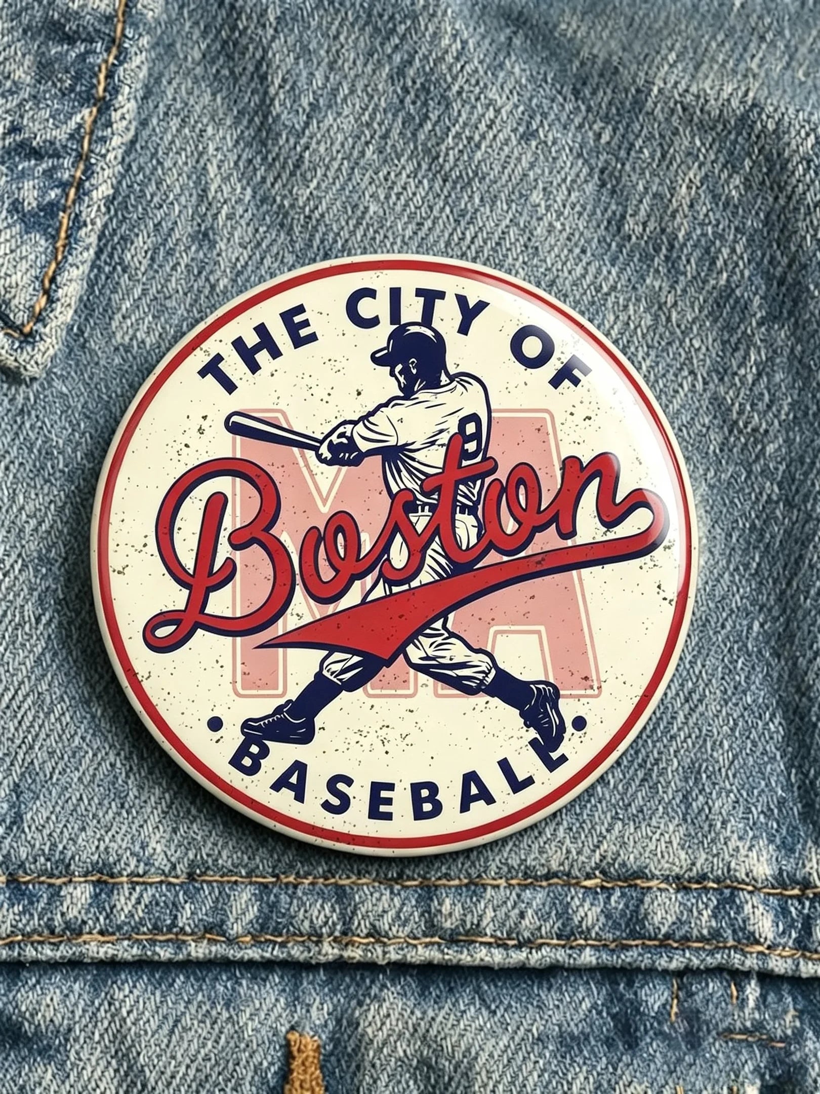 Boston Red Sox Merch The City Of Boston Baseball Button Pin Gifts For Baseball Lovers - Merchluma