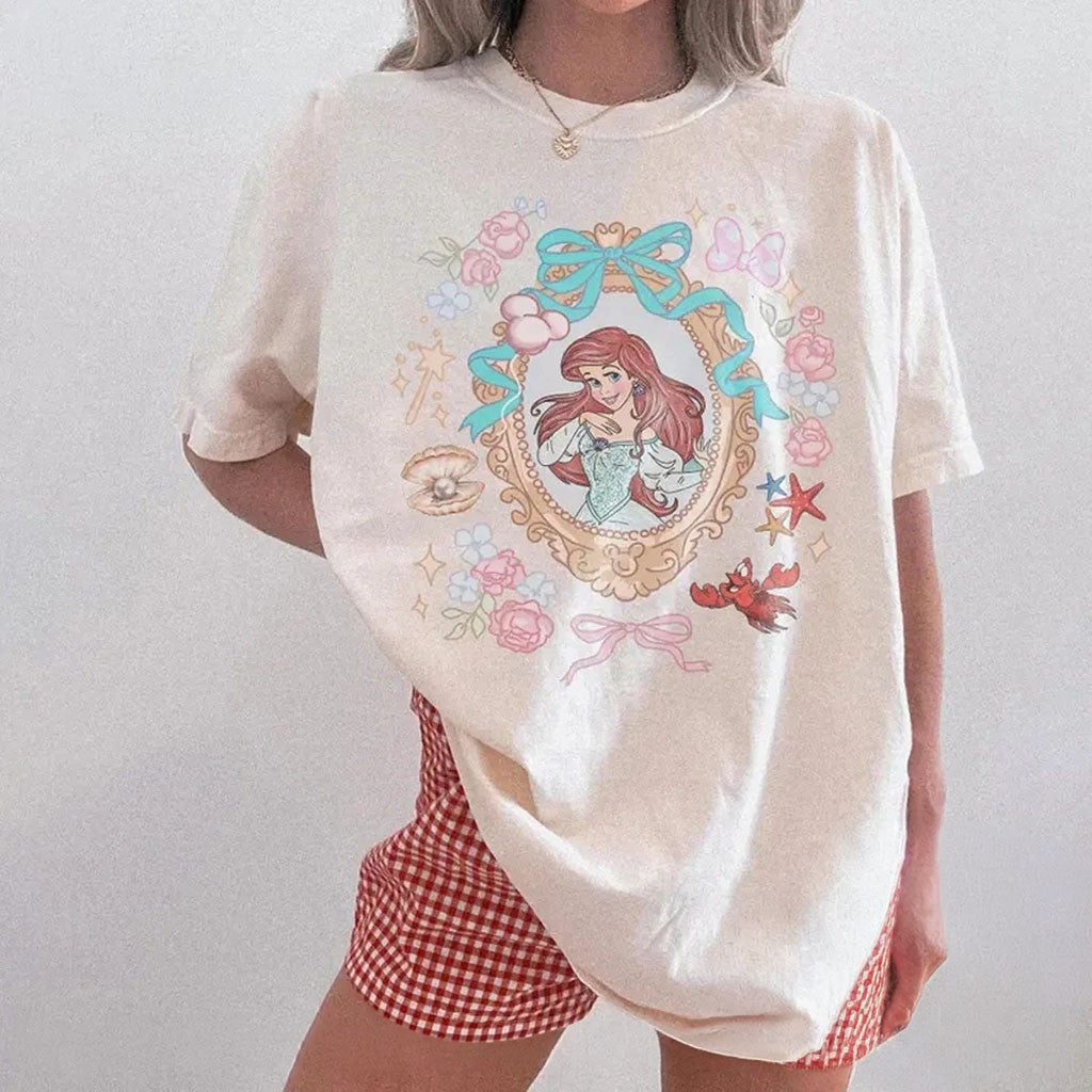 Ariel Princess Coquette Bows Watercolor Retro Shirt The Little Mermaid Merch Gift For Sisters - Merchluma