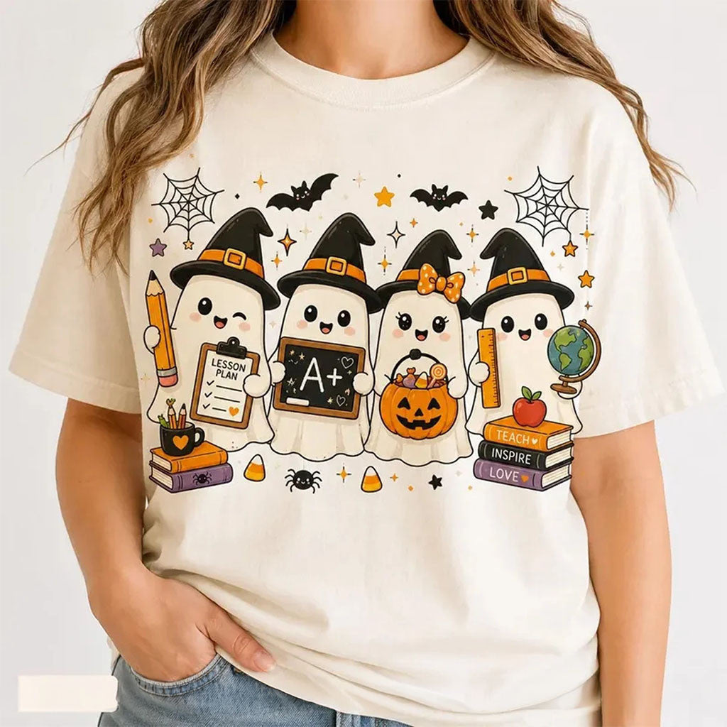 Ghost Teacher Halloween Shirt Spooky Classroom T-Shirt Cute Halloween Gift Ideas - Merchluma