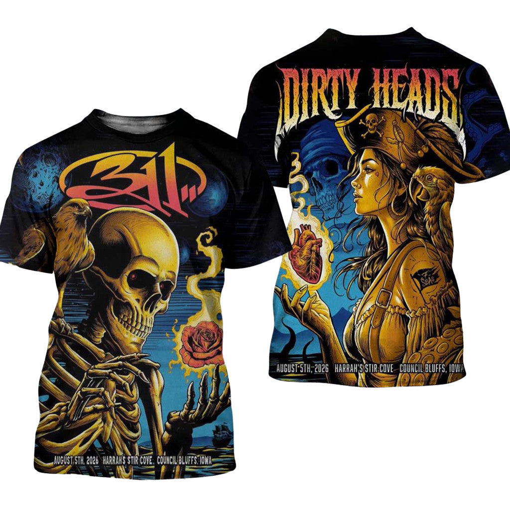 311 X Dirty Heads Council Bluffs Iowa 2026 Combined T-Shirt 311 X Dirty Heads Merch Fan Gifts - Merchluma