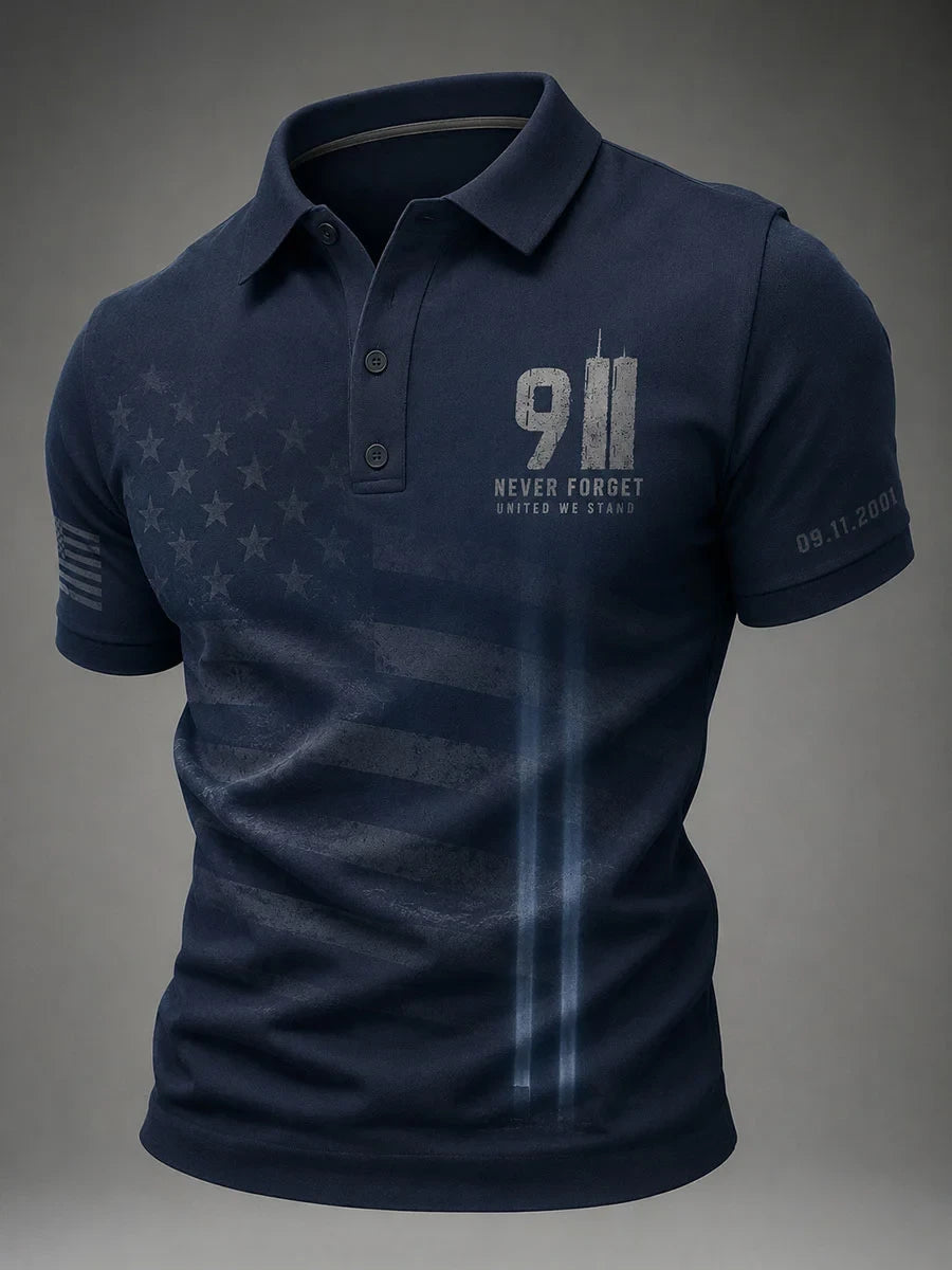 911 Never Forget United We Stand Polo Shirt Patriot Day Merch Twin Towers Memorial Clothing - Merchluma