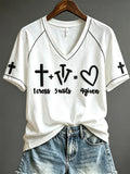 1 Cross 3 Nails And 4 Given V-Neck Shirt Funny Christian Apparel Gifts For Besties - Merchluma