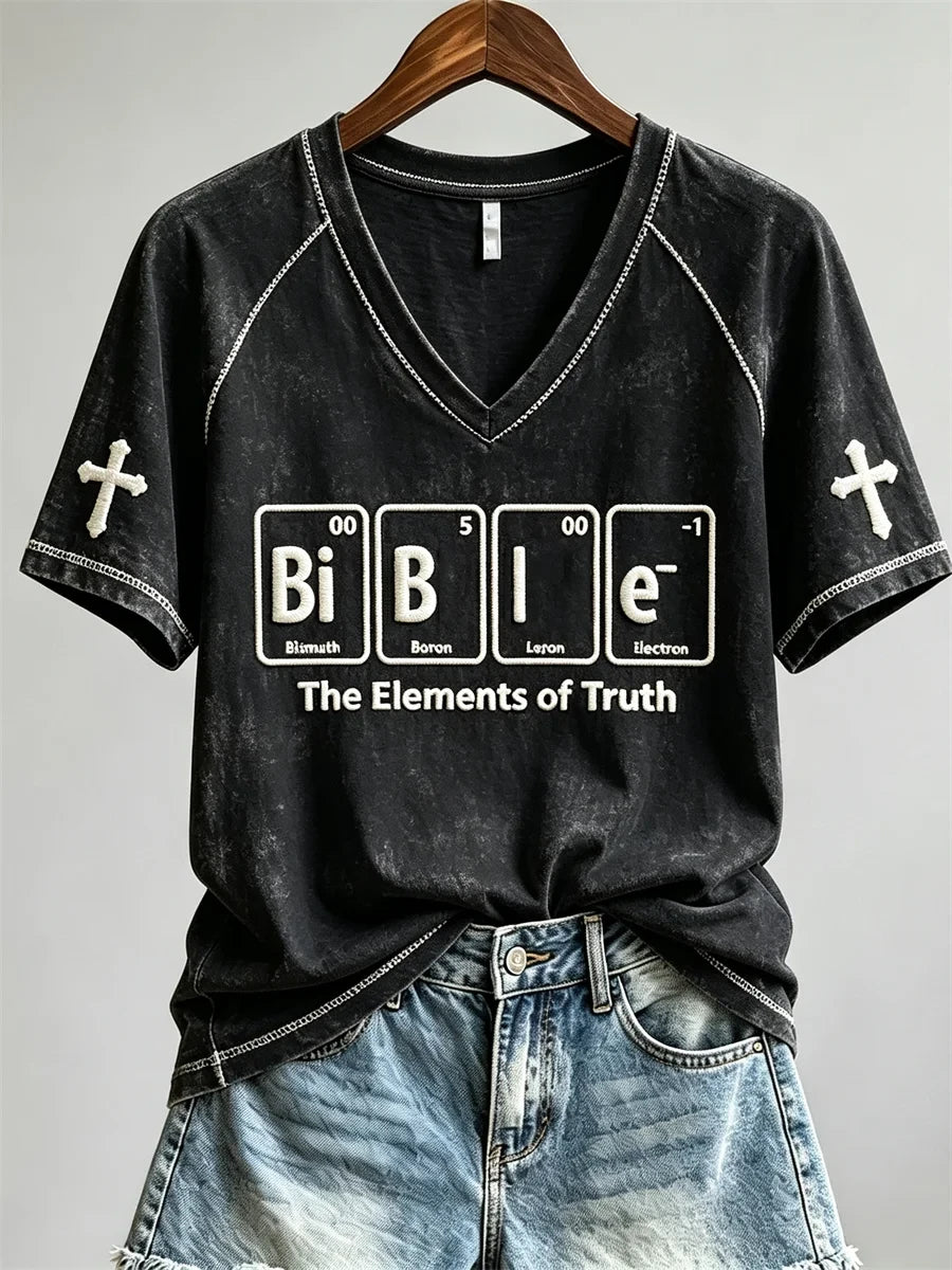 Bible The Elements Of Truth Funny Chemical Elements V-Neck Shirt Gifts For Christian Friends - Merchluma