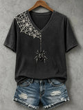 Spider Jewelry Art V-Neck Shirt 2026 Halloween Themed Apparel Gift For Spider Lovers - Merchluma