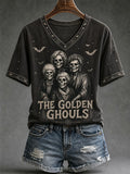 The Golden Ghouls V-Neck Shirt Women Halloween Clothes Golden Girl Lover Gifts - Merchluma