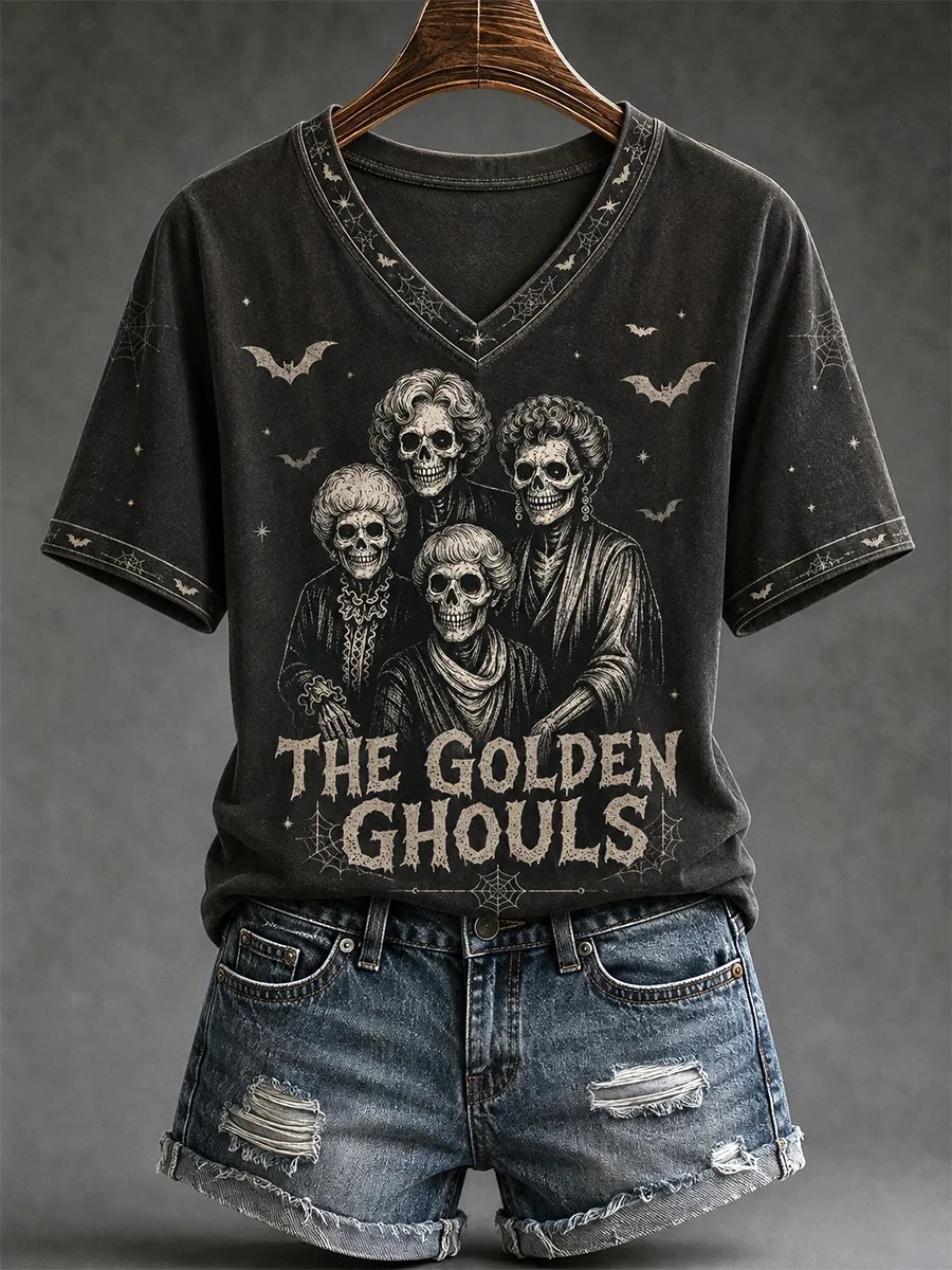 The Golden Ghouls V-Neck Shirt Women Halloween Clothes Golden Girl Lover Gifts - Merchluma