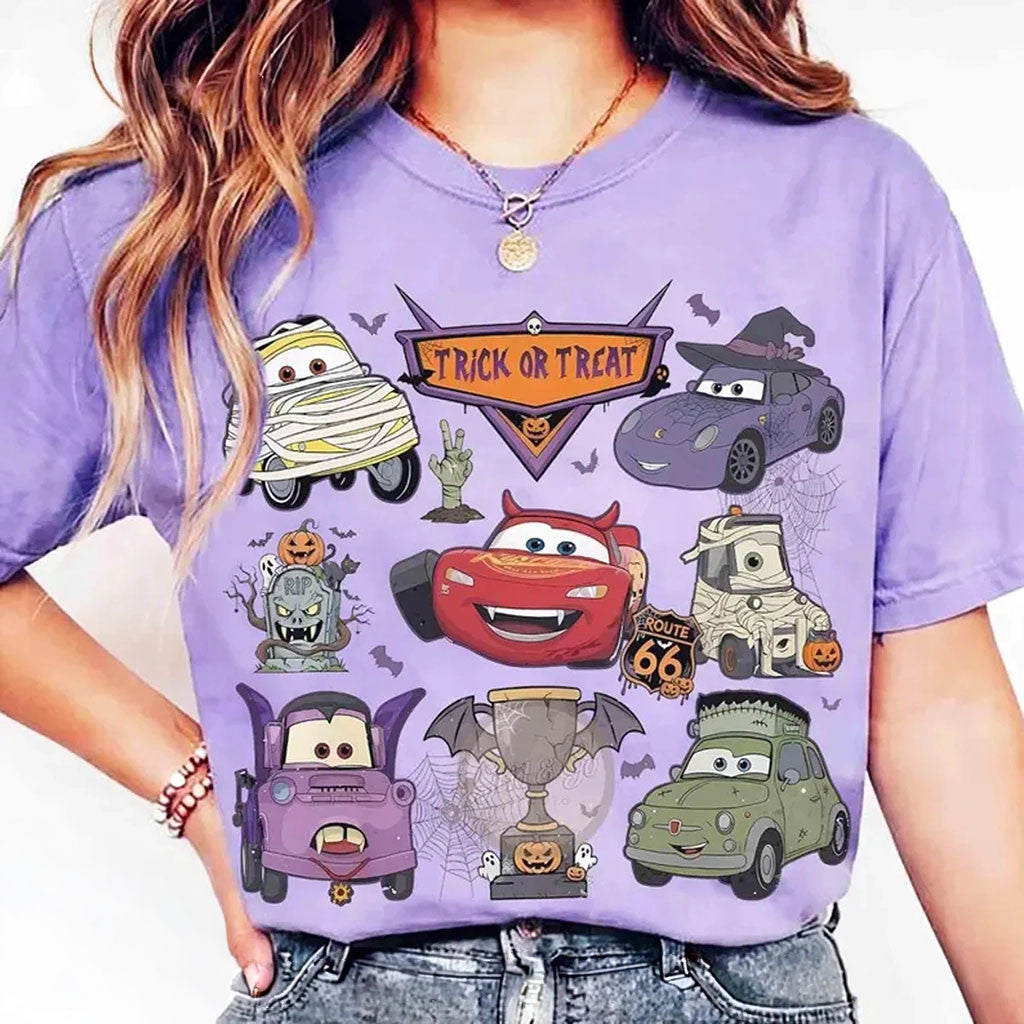 Retro D Pixar Cars Halloween Trick Or Treat Spooky Racing Tee Halloween Ideas For Gifts - Merchluma