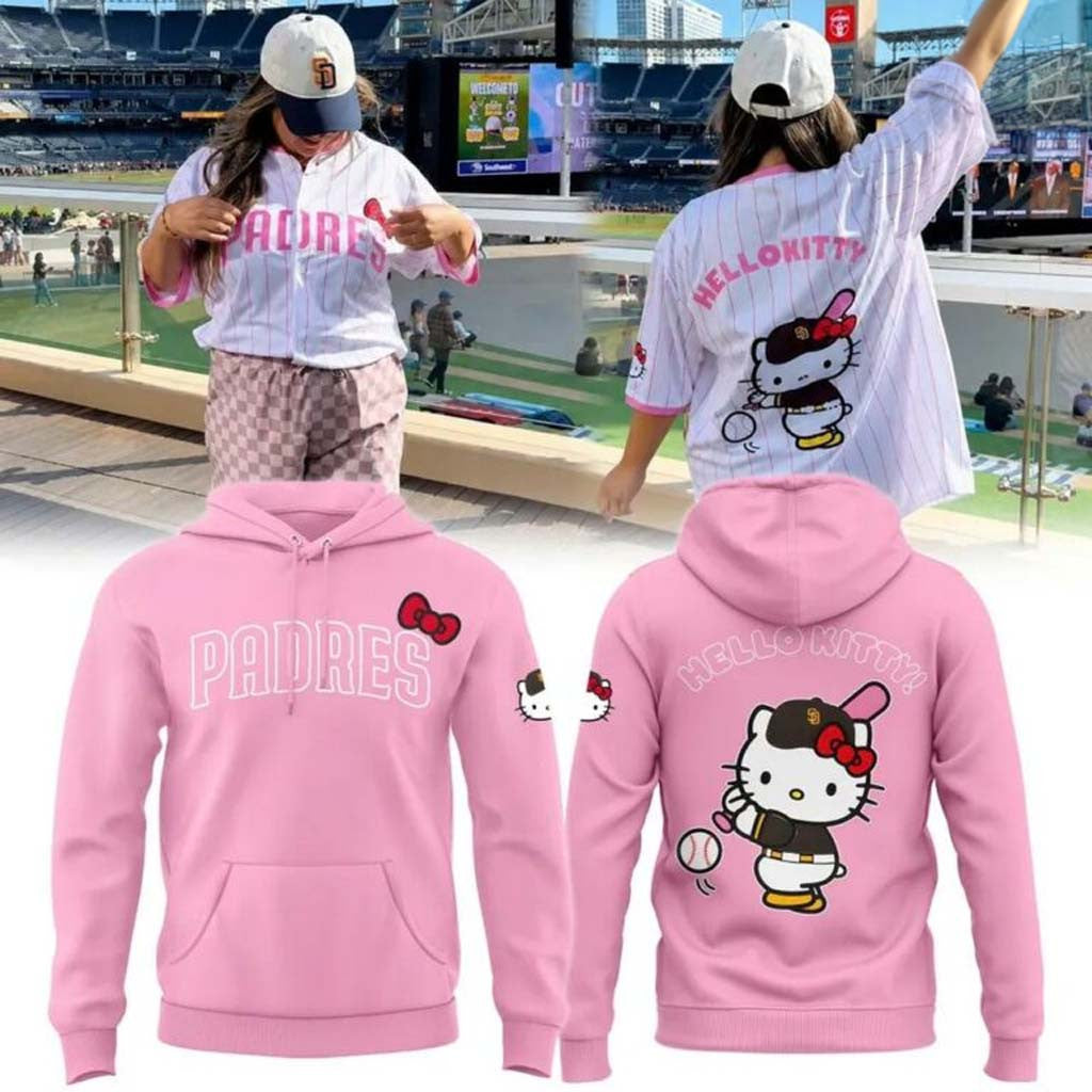 Hello Kitty X San Diego Padres 2026 Hoodie Cute Game Day Outfits SD Padres Merch Fan Gifts - Merchluma