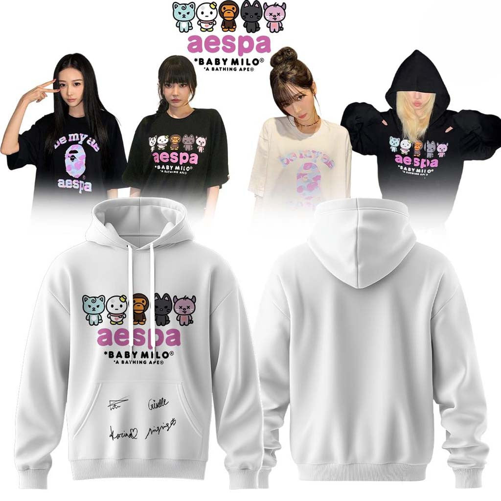 Aespa X BAPE Baby Milo Signature Hoodie MY Apparel Aespa Merch Gifts For Kpop Fans - Merchluma