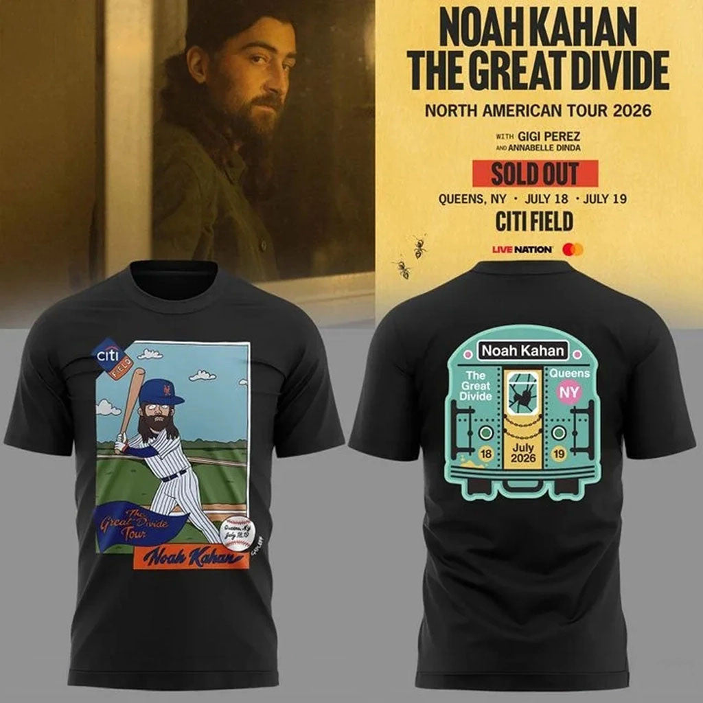 Noah Kahan X New York Mets The Great Divide Tour 2026 T-Shirt Noah Kahan Merch Tour Outfits - Merchluma