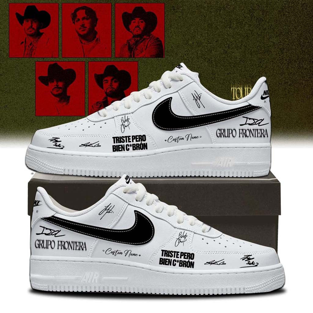 Personalized Grupo Frontera Merch Triste Pero Bien Cabron Tour 2026 Sneakers Best Birthday Gift - Merchluma