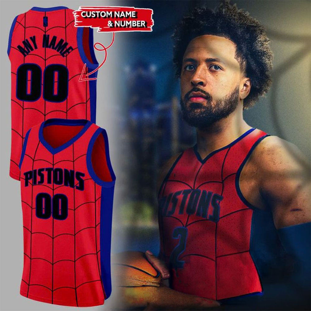 Personalized Detroit Pistons X Spider-Man Brand New Day 2026 Basketball Jersey Fan Merch Gifts - Merchluma