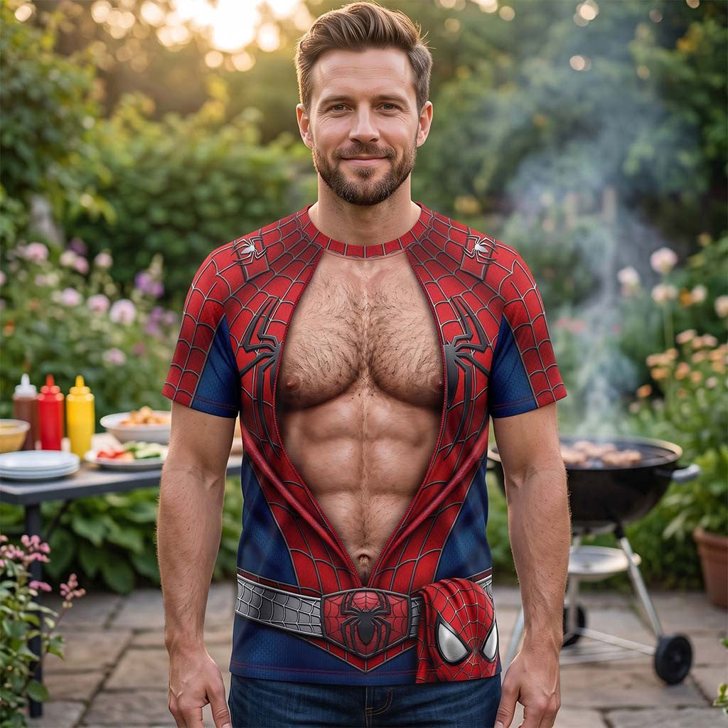 Spider Man 6 Pack Muscles T-Shirt The Unzipped Hero Shirt Gifts For Movie Fan - Merchluma