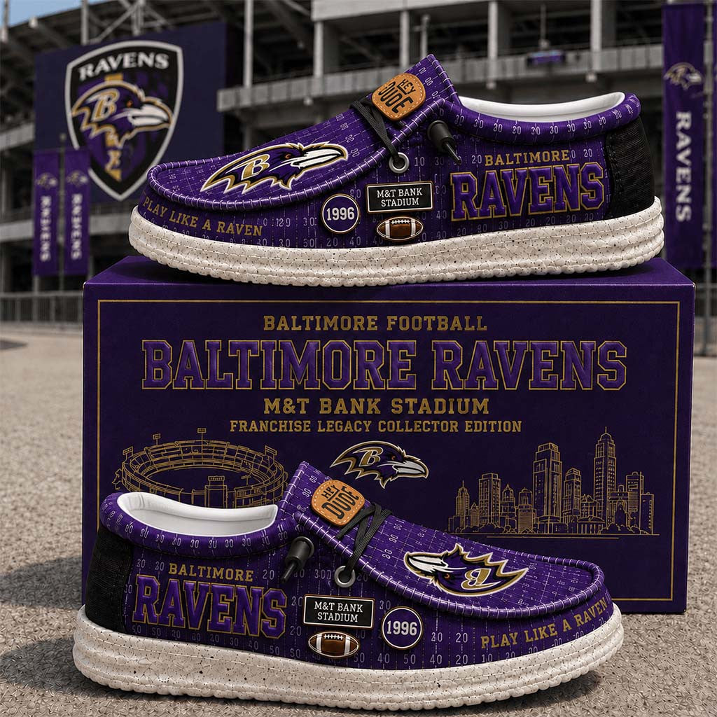 Baltimore Ravens M And T Bank Stadium Shoes Baltimore Ravens Merch Gift For Football Lovers - Merchluma